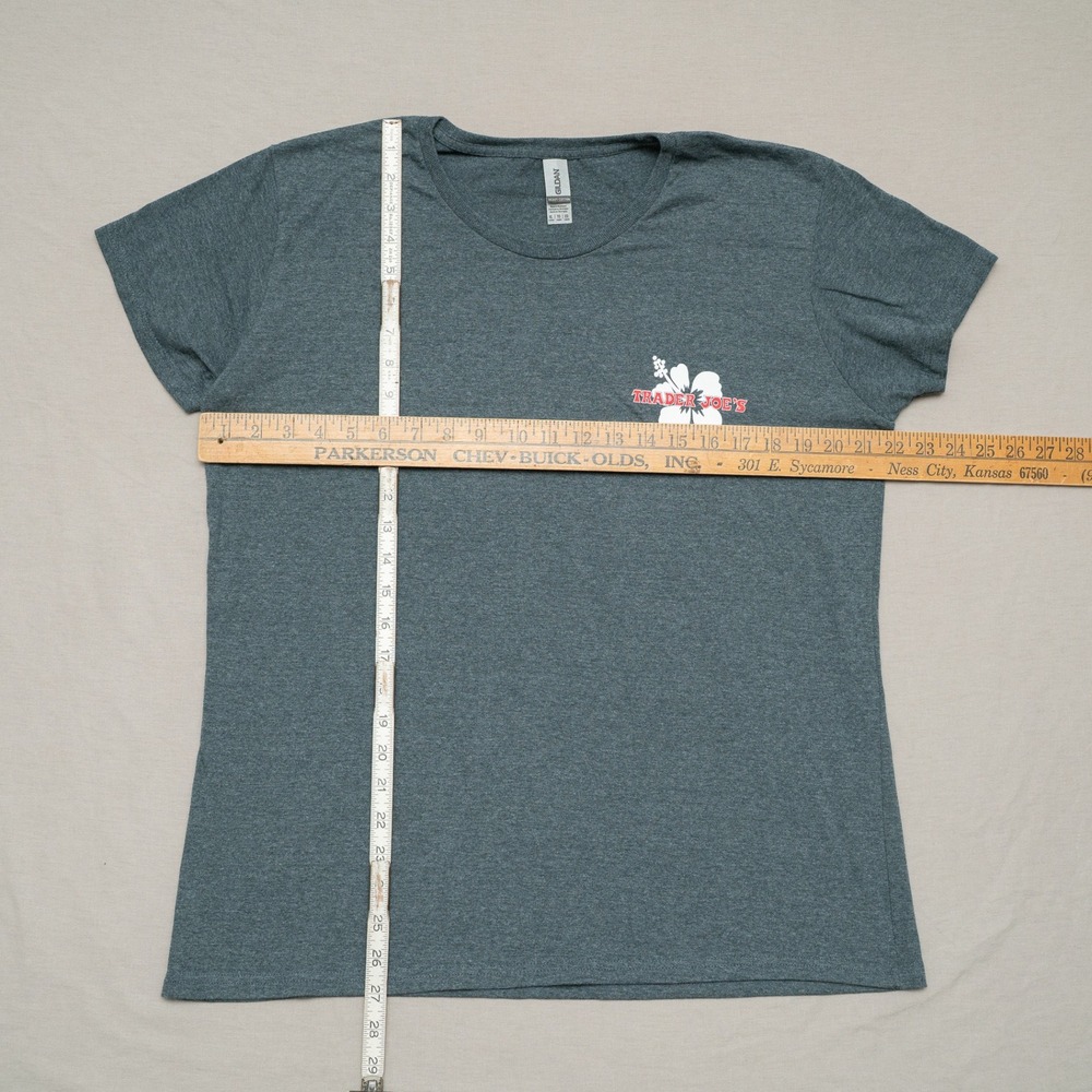 Trader Joes Logo Employee T Shirt Adult Womens Hibiscus Front & Back Print - Picture 6 of 7